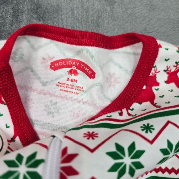 Holiday Time Baby Pajama Set 3-6M Reindeer Footed Sleeper Christmas NWT - Picture 6 of 8